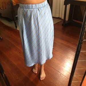 NWT Express baby blue striped asymmetrical skirt
